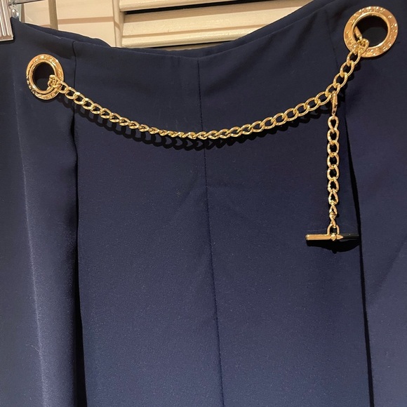 Lauren by Ralph Lauren Elegant Navy Wide-Leg pleated pants - Picture 4 of 5